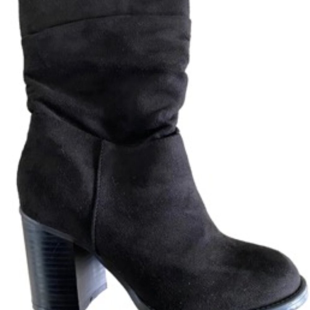 Bamboo Sounding Women's Mid Calf Slouchy Ankle Boots Black Size 6